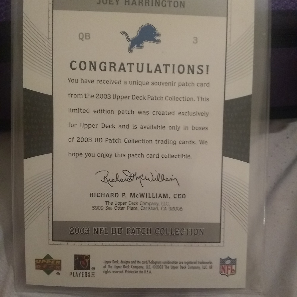 Signed football card